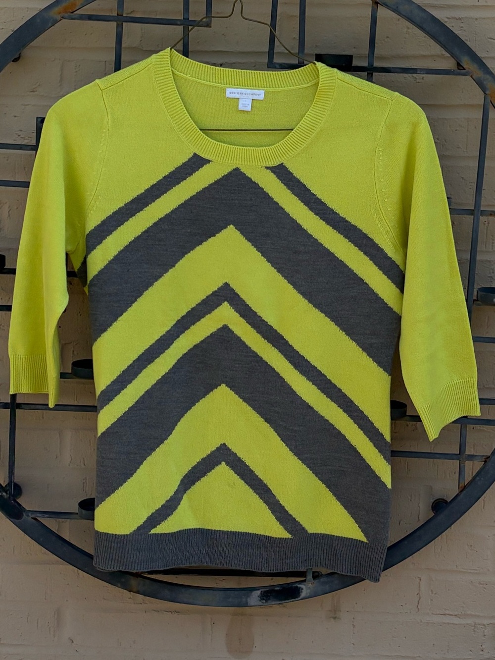 Lime and Charcoal Chevron Crewneck Sweater